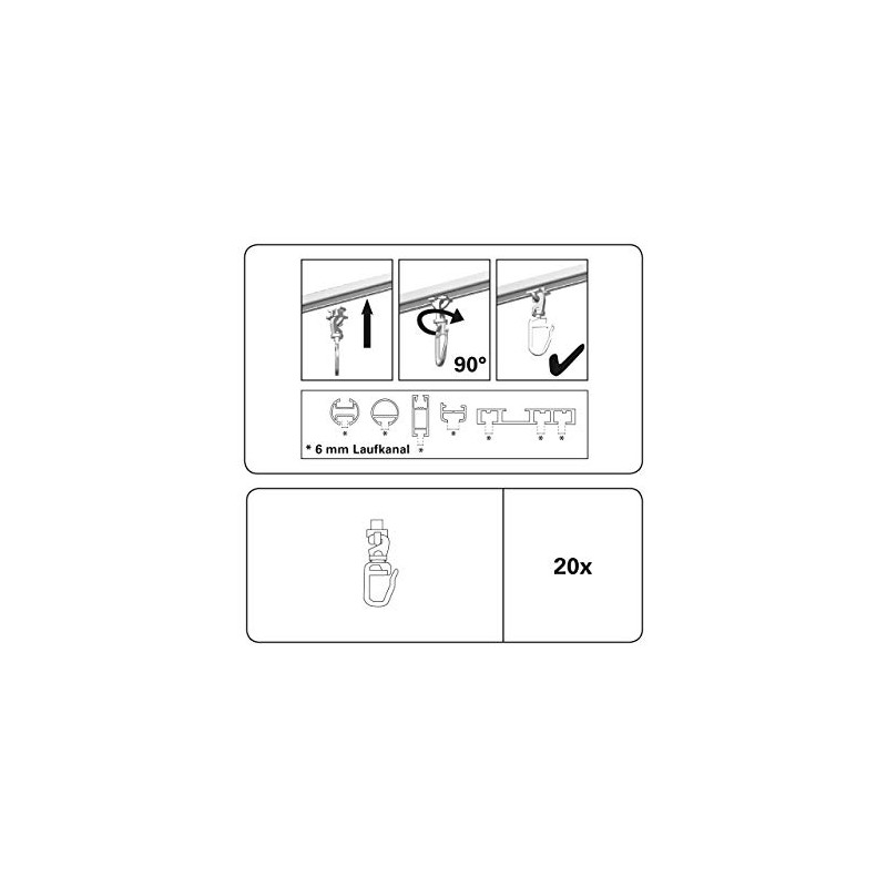 Gardinia 31552 Drehgleiter for Curtain Rods with Inner Chicago Series