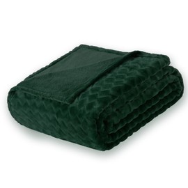 PLEASANT BOULEVARD | Super Soft FleeceThrow Blanket Velvet Wave Pattern Lightweight Cozy Flannel Blankets for All Seasons, Elegant Comfort Luxury Forest Green Fluffy Blankets, Throw (50" x 60")