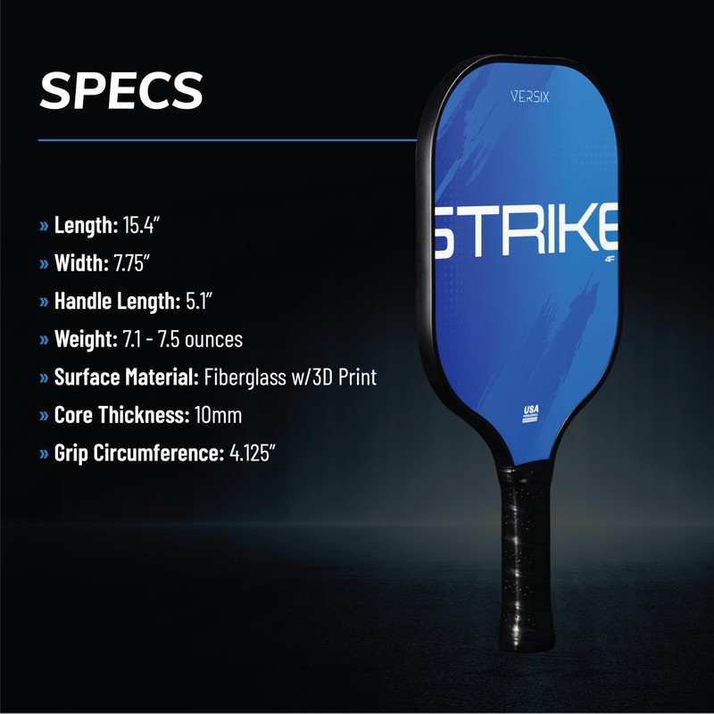 Versix Strike 4F Pickleball Paddle - Lightweight 7.1-7.5 oz, 10mm