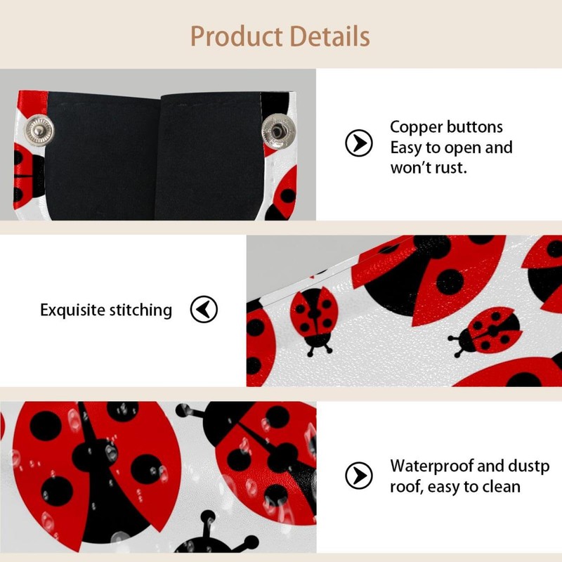 2 Pack Tissue Box Cover Holder, Ladybugs Print Ladybirds Rectangle