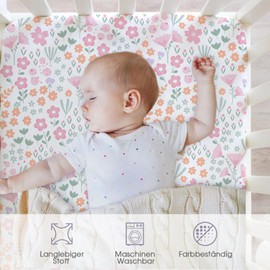 Little Grape Land Fitted Sheet 4pk Disty Floral, 70 x 140 cm