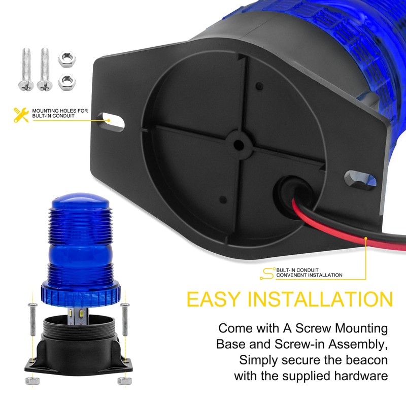 X-STYLE Warning Light, Blue, 12V, 24V, Flashing, 15W, 30LED, Emergency