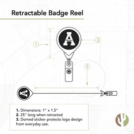 Desert Cactus Appalachian State University Retractable Badge Holder ASU ID Reel with Ticket Clip for Lanyard, Work, School & Office Access