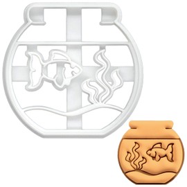 BAKERLOGY Fish in Fishbowl Cookie Cutter - Detailed Cookie Cutter Design for Baking and Crafting, Ideal for Fondant, Dough, Clay