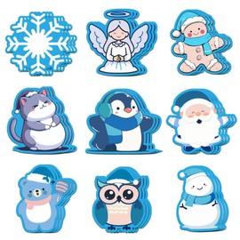 36Pcs Christmas Sticky Notes Winter Cartoon Self-Stick Notepads Snowman Snowflake Penguin Angel Gingerbread Man Decorative Memo Pad Notes Removable for Xmas Work Study Home Office