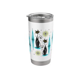 Mid-Century Modern Retro Atomic Cats Retro 50s 60s Style Stainless Steel Insulated Tumbler