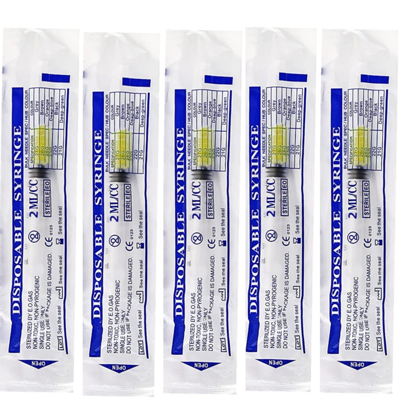 100Pack 2.5ml 2.5cc Disposable Plastic Syringes with 25Ga, Individually Sterile