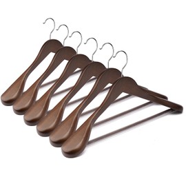 Uinicor Suit Hangers 6 Pack Wooden Coat Hangers,Wide Shoulder Hangers with Non Slip Pants Holder,Heavy Duty Clothes Hangers,Suit Hangers for Men,for Women,for Suit,Coat,Jacket,Pants (Walnut