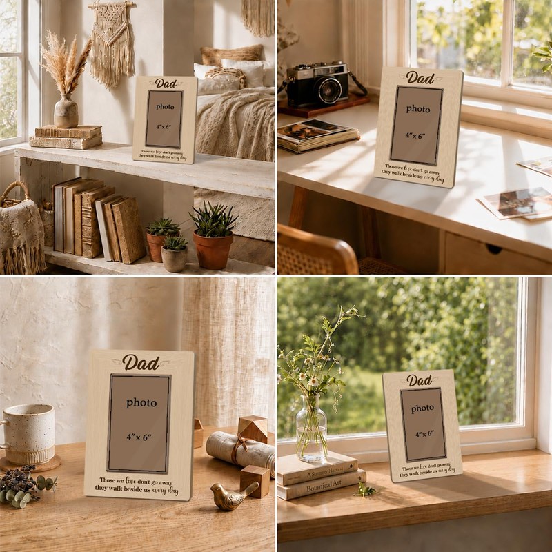 Dad Memorial Picture Frame Holds 4 x 6 Photo, Rustic