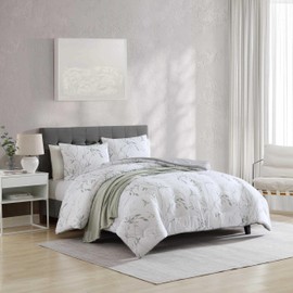 Kenneth Cole - Comforter Set, Super Soft Bedding with Matching Sham & Bonus Throw Blanket, Luxurious Home Decor (Ink Wash Vine Green, Twin)