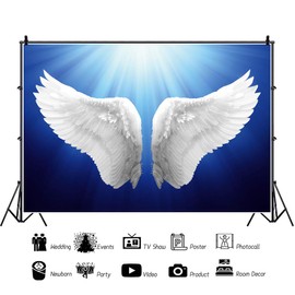 Haoyiyi 5x3ft Mother's Day Backdrop Flying White Angel Wings Sunshine Romantic Photography Background Newborn Lady Baby Shower Valentines Day Anniversary Birthday Party Artistic Photo Booth Props