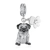 Feijiesi Pug Charm 925 Sterling Silver Dog Charm Cute Pug