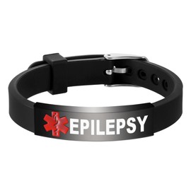 UNICGIFT Medical Alert Bracelet Pre-Engraved EPILEPSY Identification Wristband for Women Adjustable Band Security Clasp Stainless Steel