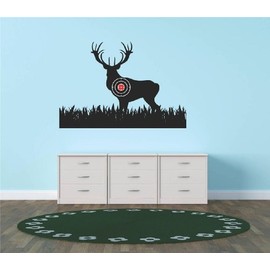 Decal – Vinyl Wall Sticker : Deer Buck Wild Animal Gun Hunting Bulls Eye Target Living Room Bedroom Kitchen Home Decor Picture Art Image Peel & Stick Graphic Mural Design Decoration - Discounted Sale Price – Size : 30 Inches X 30 Inches - 22 Colors Avail