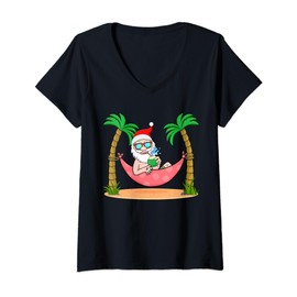 Summer Christmas in July - Tropical Santa Xmas Hawaiian T-Shirt mit V-Ausschnitt