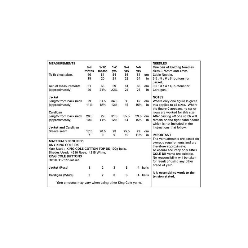 King Cole Baby Childrens Double Knitting Pattern Lacy Cardigan &