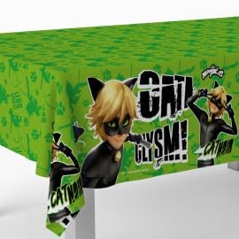BeenSmile, Cat Noir Table Cloth Decoration for Birthday, Children's Party, Celebration and Birthday, 1 Piece, 120 x 180 cm
