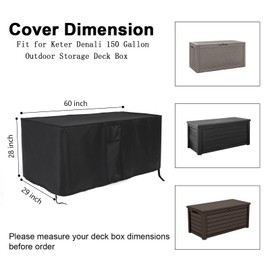 Outdoor Deck Storage Box Cover for Keter Denali 150 Gallon Deck Boxes,Waterproof Patio Storage Box Cover - 60 X 29 X 28 Inch