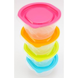 Inomata Kagaku “Rakuchin-Pack” Microwavable Containers, Microwavable With Lid Still On, Colorful, Set of 4