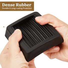 3" x 3" Rubber Furniture Caster Cups, Non Slip Furniture Coasters for Bed Sofa Couch Chair, Floor Protectors for Hardwood & Tile, Square Black, 4 Pack