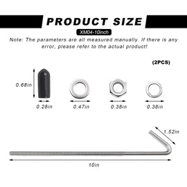 DXNQ J Hook Battery Hold Down Bolts, 10 Inch 18-8 Stainless Steel Hold Down Bracket J Bolts, Universal Battery Hold Down Kit for Car Truck SUV UTV RV Battery, Car Accessories (10 Inch)