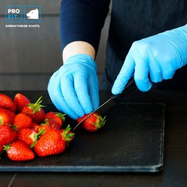 PRO FIT 614 Nitrile Disposable Gloves - Nitrile Gloves, Disposable Gloves, Protective Gloves, Latex-Free, Food Approved - Pack of 100, Blue, Size L