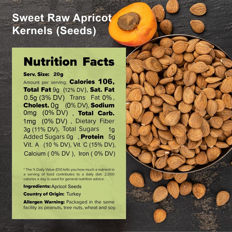 NUTS U.S. - Sweet Raw Apricot Kernels (Seeds) | Unpasteurized