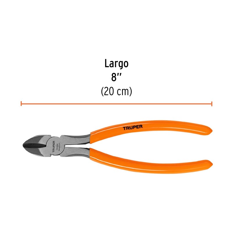 Truper T202-8, Pinza de corte diagonal 8" mango de PVC