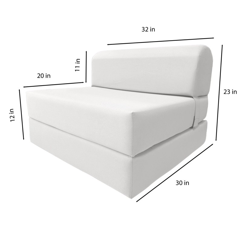 Amfuton White Sleeper Chair Folding Foam Beds, Portable Flip Couch