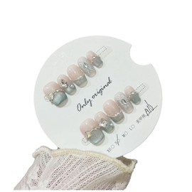 JCBCKJ 10Pcs Silver Flash Press on Nails long Almond Fake Nails with 3D Crystal Diamonds and Butterfly Designs Stick on Nails with Jelly Gel and Nail Art Tools for Women Spring Summer Acrylic Nails (6)