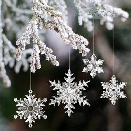 Pack of 32 Christmas Decoration Snowflakes for Pendants, Acrylic Snowflake Decoration Ornaments, Icicle Hanging Decoration for Christmas Tree Decoration, Christmas Tree Decoration, Window Decoration,