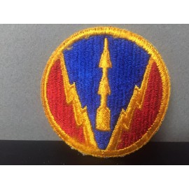 Round U. S. Army Unit Patch Gold Lightening Bolts & Rocket