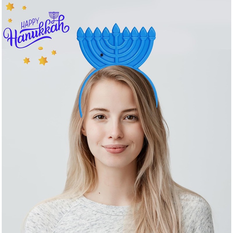 The Dreidel Company Hanukkah Menorah Headband, Light Up Flashing, Glow