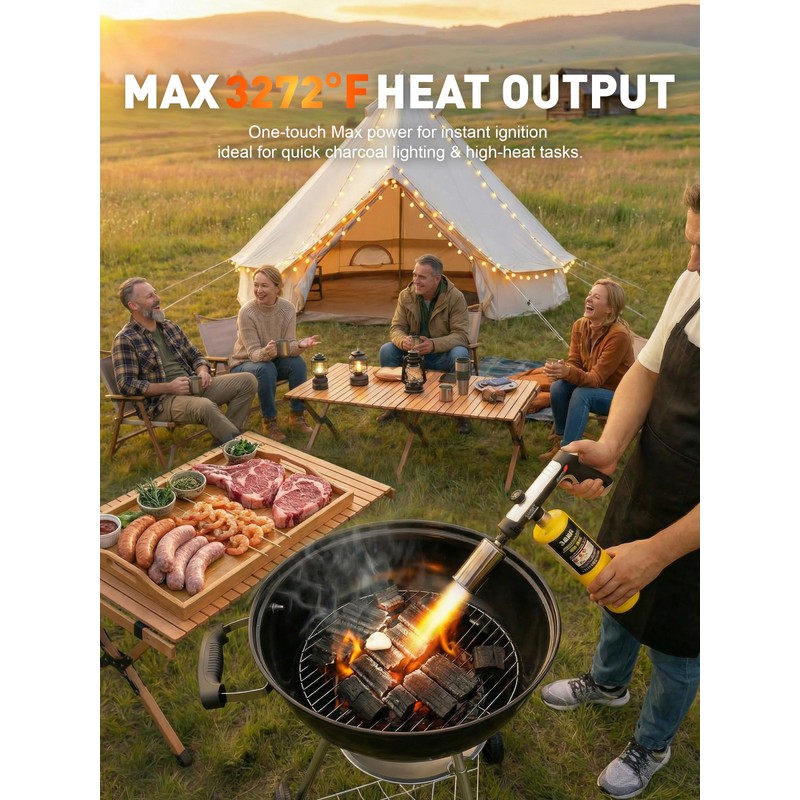 Propane Torch Gun, Adjustable Flame Thrower Gun, Max 3272℉ Propane