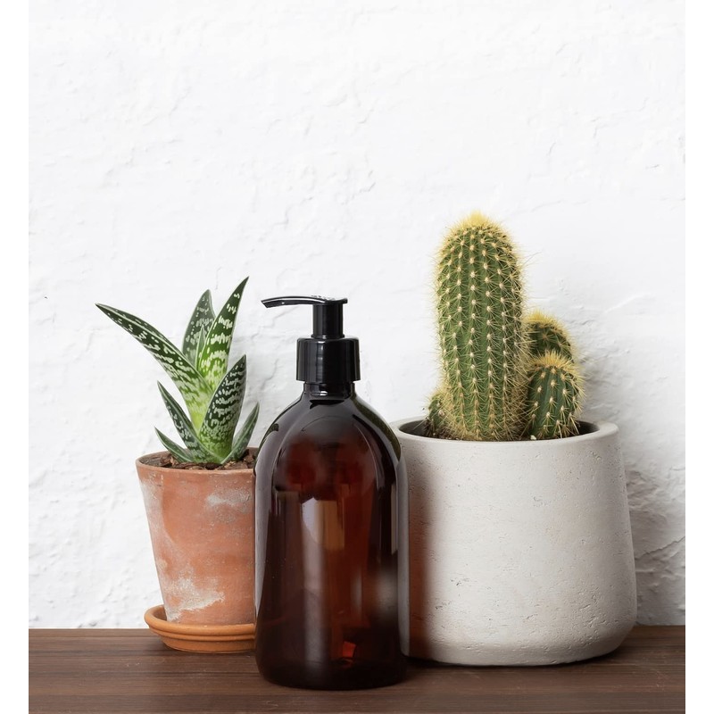uishi Brown Amber Plastic Bottles with Pump Dispenser [250ml x