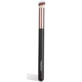 Angled Precision Concealer Brush - Small Brush for Flawless Under Eye Concealing, Nose Contour & Face Blending - Fits Powder/Liquid/Cream (Brown)