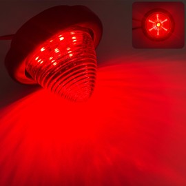 BJZ 5Pcs 2'' Red Trailer LED Marker Lights Conical Side Clearance Tail Top Cap Roof Lights w/Rubber Grommets for 12V Trailer Truck Semi-trailer Heavy-duty Truck Bus Van Golf Cart