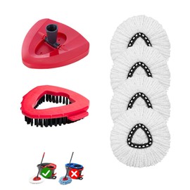 6-Pack Reusable Microfiber Mop Head Replacements for Vileda 2-in-1 Turbo Triangle Spin Mop, Microfiber Spin Mop Refills for O-Ceda Easywring 1-Tank System