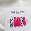[Handmade Nail Tips] Hot Pink Cow Nails - Almond /