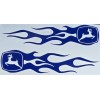 Blue John Deere Flames Decal Sticker 1.75" x 7"