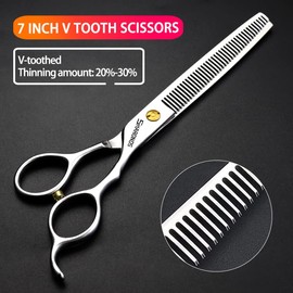 Tijeras profesionales de peluquería (7 pulgadas), tijeras de peluquería de acero inoxidable (dientes de 7 pulgadas)