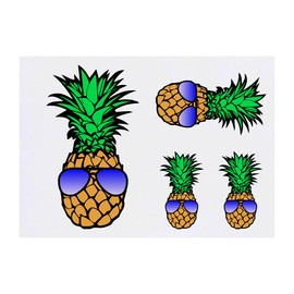 Azeeda 4 x 'Coole Ananas' Temporäre Tattoos - Wasserfest, Hautfreundlich & Ungiftig · Transfers in Verschiedenen Größen (TO00043931)