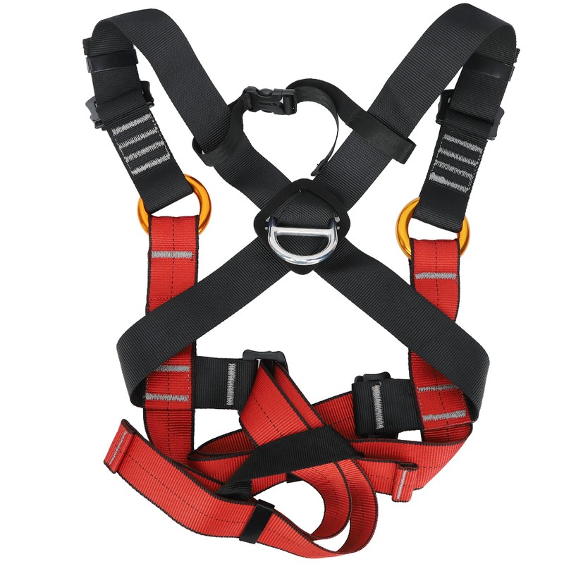 Black Red Polyester Children Full Body Climbing Harness Outdoor Protection