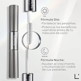 L'BEL - Máscara Tratante y Sérum para Pestañas 6 g, Tratamiento Especializado AM/PM, para Pestañas Más Largas, Pobladas y Fuertes, Combona Vitaminas Queratina y Pantenol, Fortalece Pestañas
