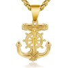 JAJAFOOK Men's Stainless Steel Silver Nautical Anchor Jesus Cross Necklace