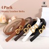 CESCOSI 4 Pack Skinny Women Leather Belt for Dresses Thin
