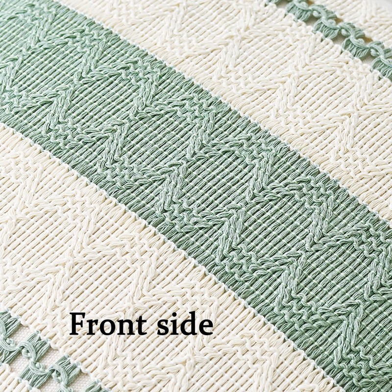 Cushion Covers Sage Green Boho Striped Geometric Decorative Cotton Pillowcases