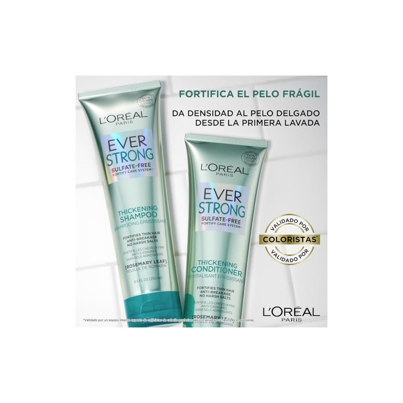 L'Oréal Paris Shampoo Ever Strong Sin Sulfatos, Previene La Caída,