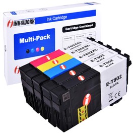 INK4WORK 5-Pack Remanufactured Replacement for Epson 802XL 802 T802XL T802 XL Ink Cartridge for Workforce Pro WF-4720 WF-4730 WF-4734 WF-4740 EC-4020 EC-4030printer (BKx2, Cyan, Magenta, Yellow)