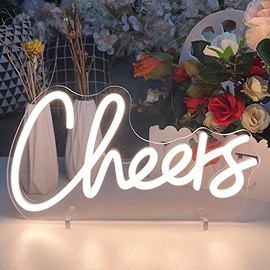 Cheers - Letra de neón con número de mesa, lámpara de computadora, luz nocturna, letra de boda, letrero LED de neón, decoración de mesa de boda, luz de neón, recámara, decoración de la habitación, fiesta de Navidad, blanco cálido, USB 30 x 6.3 pulgadas